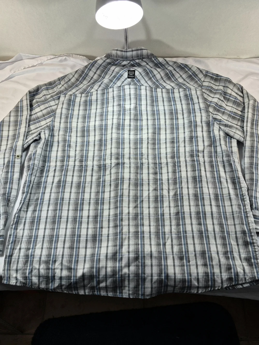 Wrangler Outdoor Series Mens XXL Blue Gray Plaid Utility Shirt Workwear Utility - Picture 5 of 10